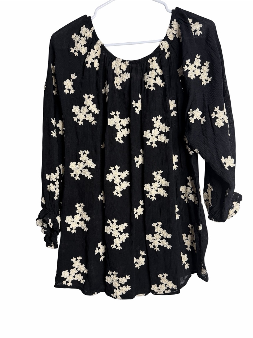 Soft Surroundings Black Floral Blouse – Romantic Country Cottagecore Large - Picture 3 of 6